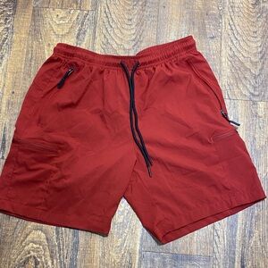 Santiny size small Men's burgundy Cargo pull‎ on drawstring Shorts elastic waist